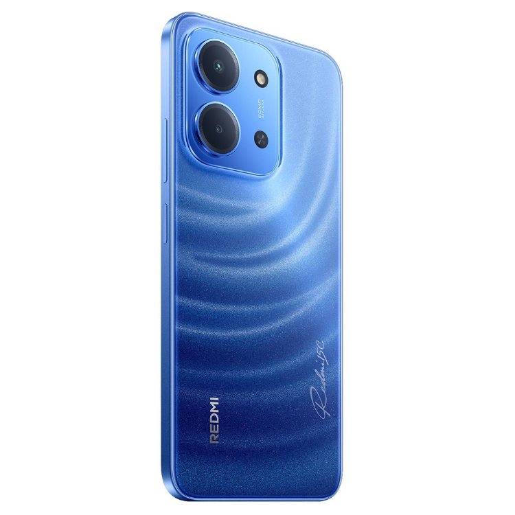 Smartphone Xiaomi Redmi 15C, azul, 4GB/256GB, câmara dupla, logótipo Redmi na parte inferior.