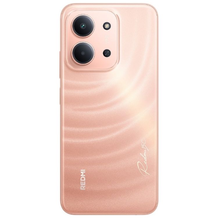 Xiaomi Redmi 15C, cor laranja, 4 câmeras traseiras, logotipo Redmi e detalhes em relevo.