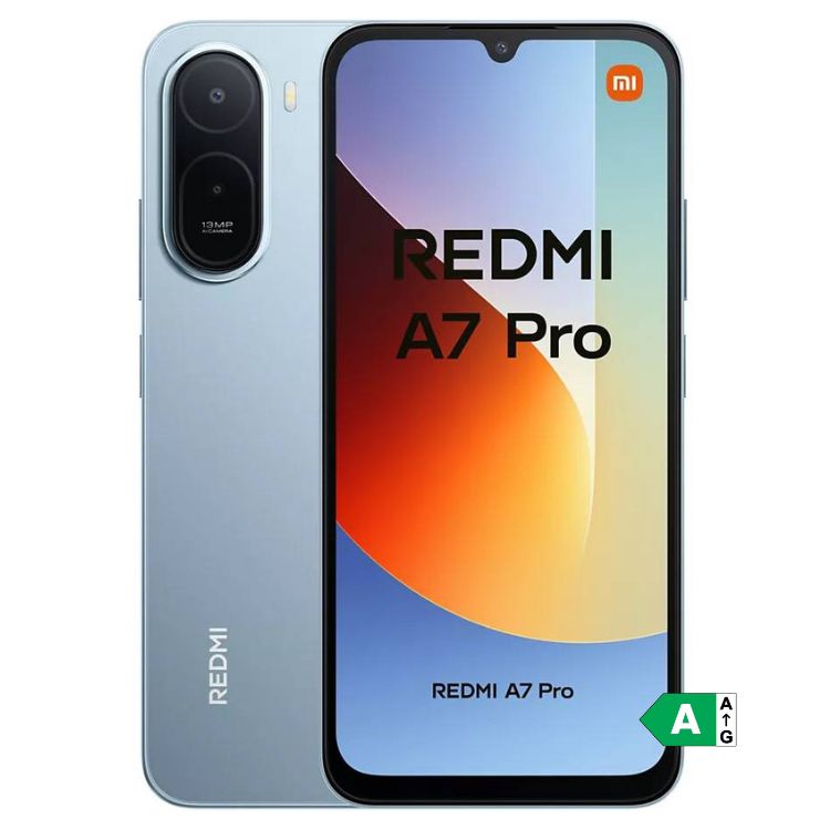 Smartphone Xiaomi Redmi A7 Pro azul, 4GB/64GB, câmara dupla e ecrã colorido.