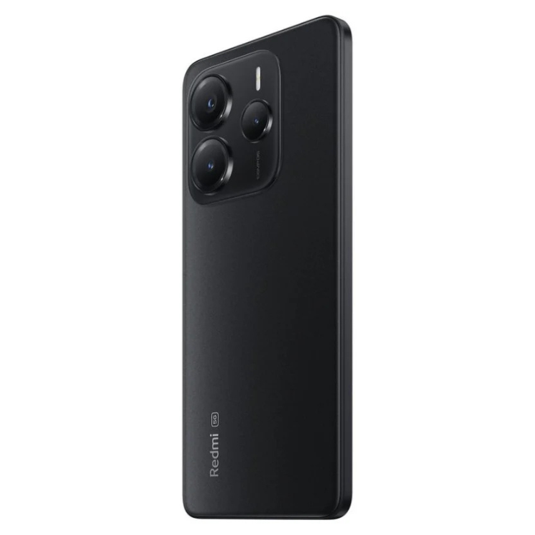 Xiaomi Redmi Note 14 5G, preto, 6GB/128GB, câmara tripla, logótipo Redmi na parte inferior.