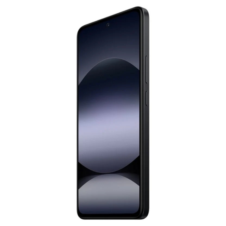 Smartphone Xiaomi Redmi Note 14 preto, ecrã grande com imagem de esfera em tons de azul e roxo, 8GB RAM, 256GB.