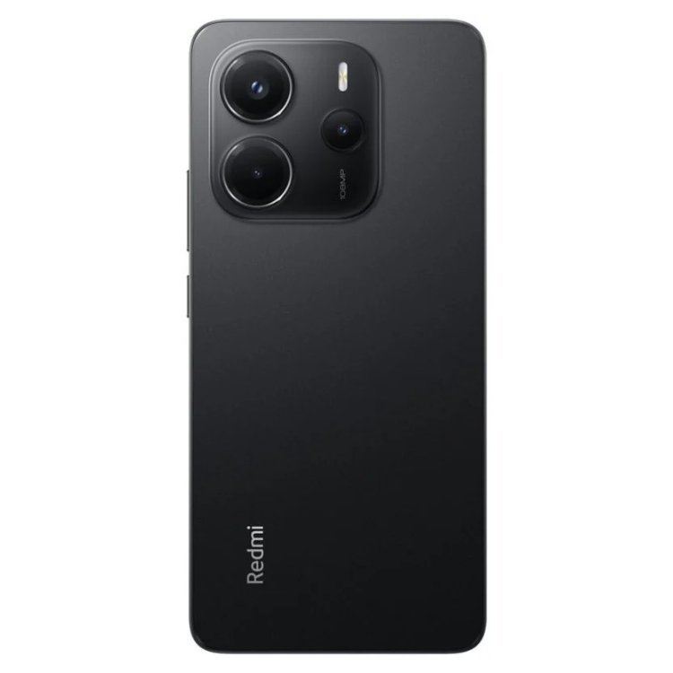 Smartphone Xiaomi Redmi Note 14 preto, 6GB/128GB, câmaras triplas na parte traseira.