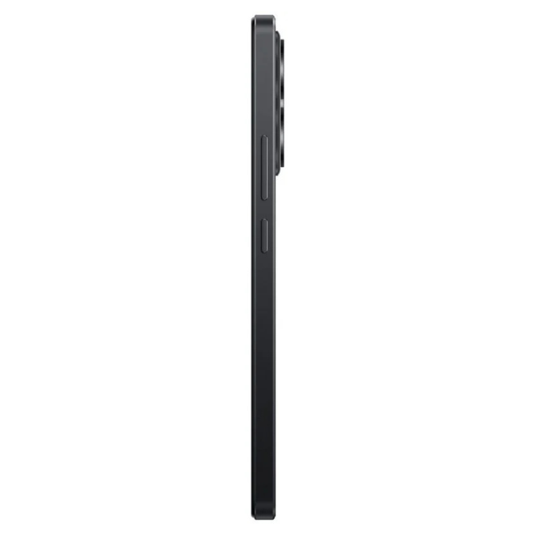 Xiaomi Redmi Note 14 preto, lado esquerdo com botões e câmeras.