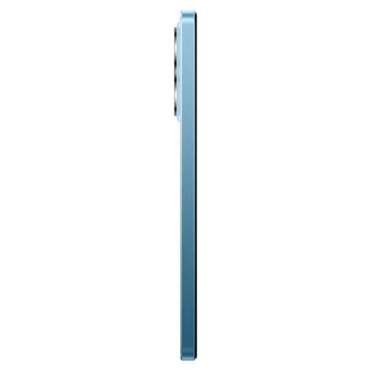 Xiaomi Redmi Note 14, smartphone azul, lado direito, câmaras e ecrã.