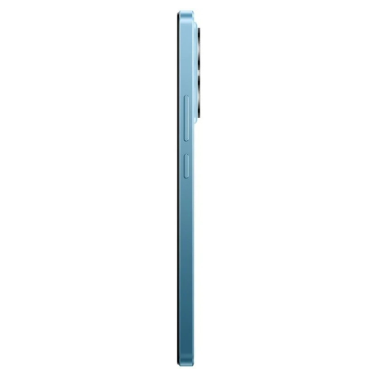 Xiaomi Redmi Note 14, smartphone azul, lado esquerdo com câmeras e botões laterais.