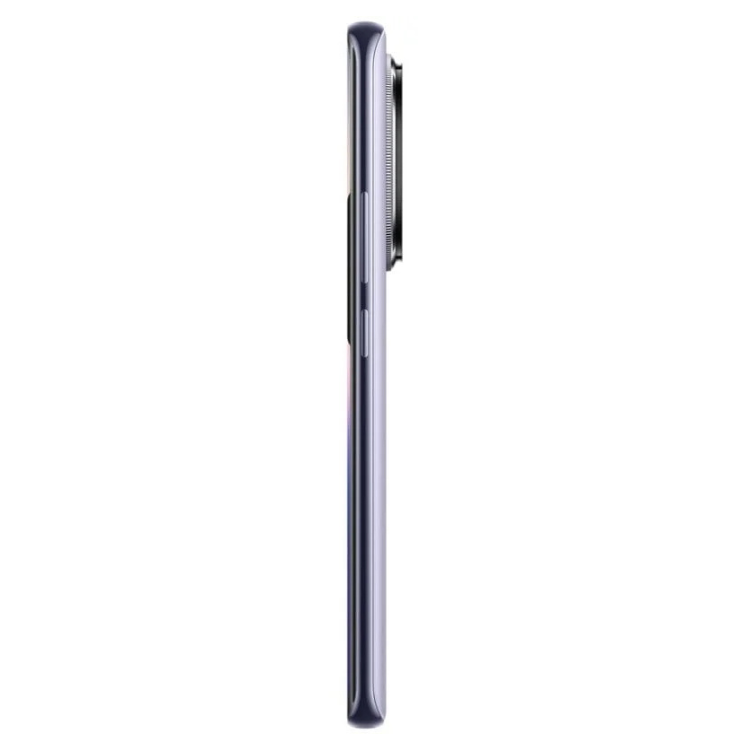 Smartphone Xiaomi Redmi Note 14 Pro+ 5G, cor roxa, lado esquerdo, sem acessórios, fundo branco.