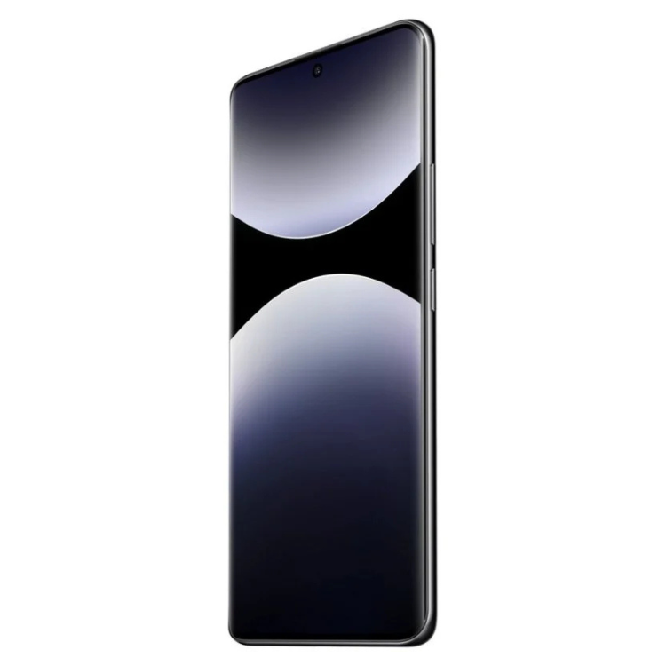 Smartphone Xiaomi Redmi Note 14 Pro 5G preto, com ecrã escuro e gradiente de cores.