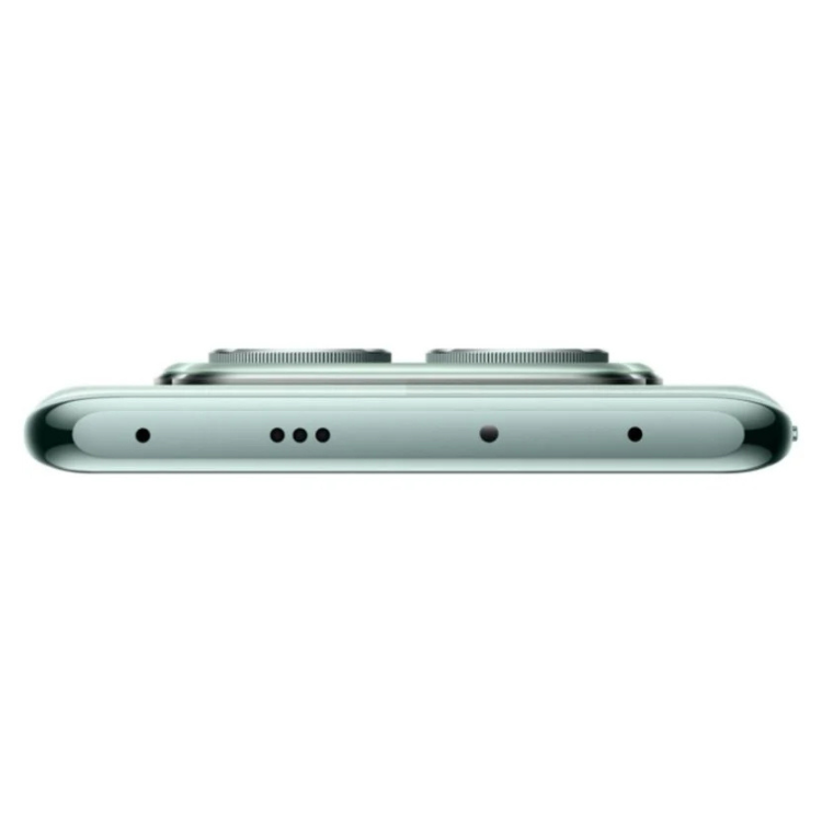 Smartphone Xiaomi Redmi Note 14 Pro 5G, verde, lado inferior com várias aberturas para microfone e altifalante.