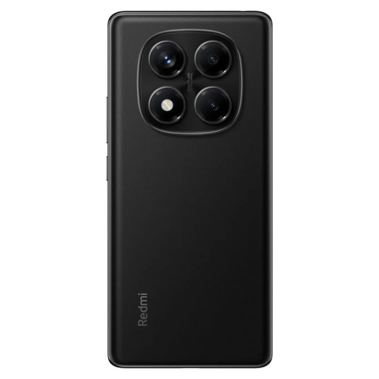 Smartphone Xiaomi Redmi Note 14 Pro preto, com quatro câmeras e logotipo Redmi na parte inferior.