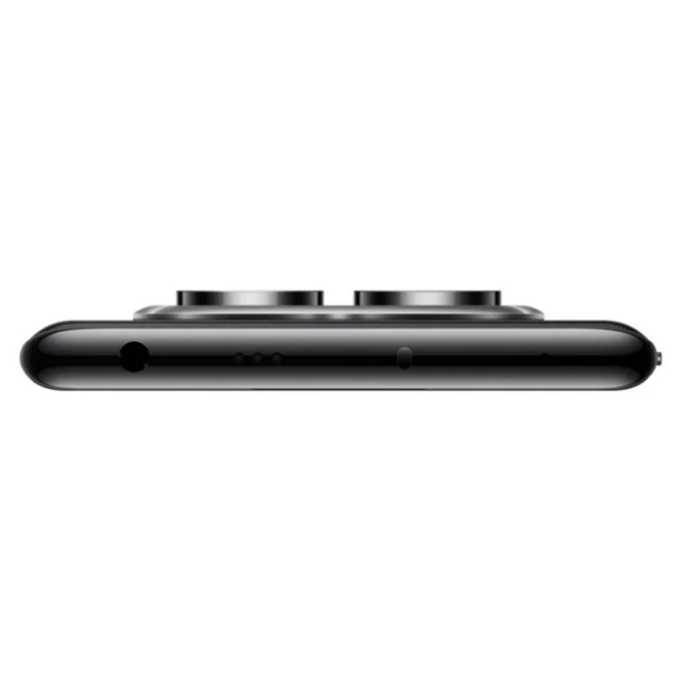 Smartphone Xiaomi Redmi Note 14 Pro preto, vista lateral, com duas lentes na parte superior.