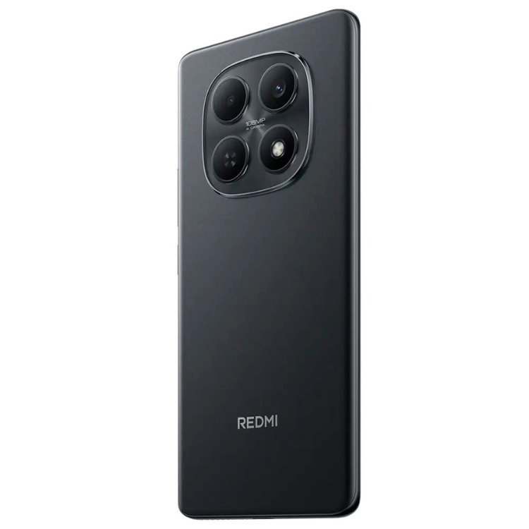 Smartphone Xiaomi Redmi Note 15 preto, com quatro câmeras na parte superior esquerda e logotipo Redmi na parte inferior.