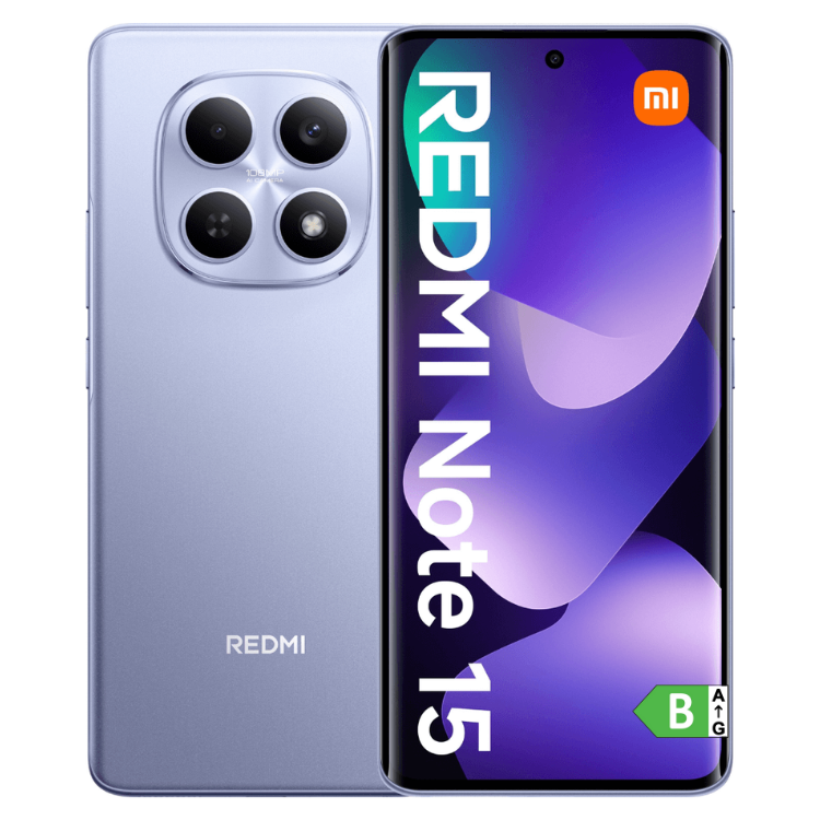 Smartphone Xiaomi Redmi Note 15 roxo, 8GB/256GB, Dual Sim, quatro câmeras traseiras.