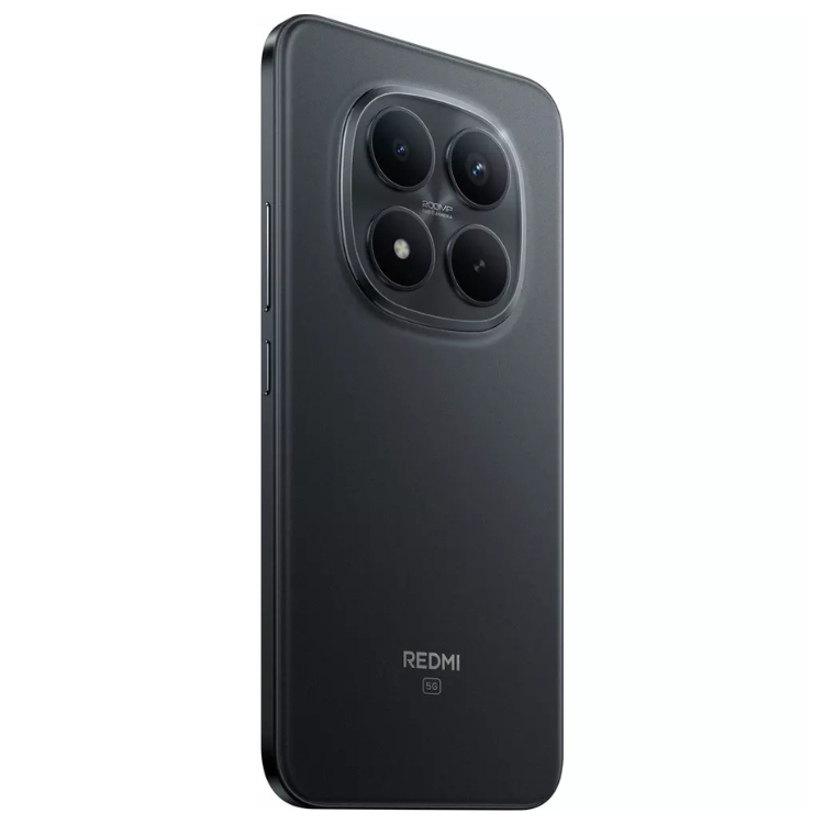 Smartphone Xiaomi Redmi Note 15 Pro+ 5G preto com quatro câmeras traseiras e logotipo Redmi e 5G.