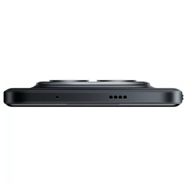 Smartphone Xiaomi Redmi Note 15 Pro+ 5G preto, vista lateral com câmaras e microfones.