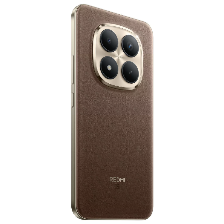 Smartphone Xiaomi Redmi Note 15 Pro+ 5G, castanho, câmara quádrupla, logótipo Redmi na parte de trás.