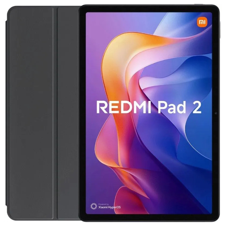 Tablet Xiaomi Redmi Pad 2 cinzento 11 polegadas com capa protetora.