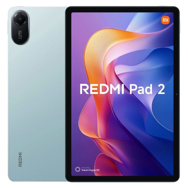 Tablet Xiaomi Redmi Pad 2 11" 4GB/128GB verde, com câmera e ecrã colorido.