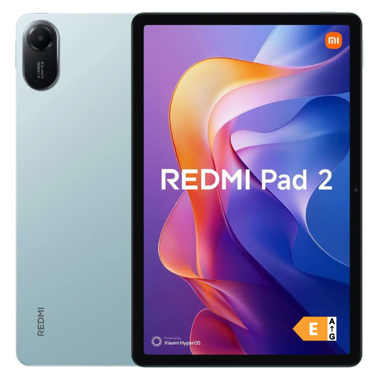 Tablet Xiaomi Redmi Pad 2 11" 4GB/128GB verde, com câmera e ecrã colorido.