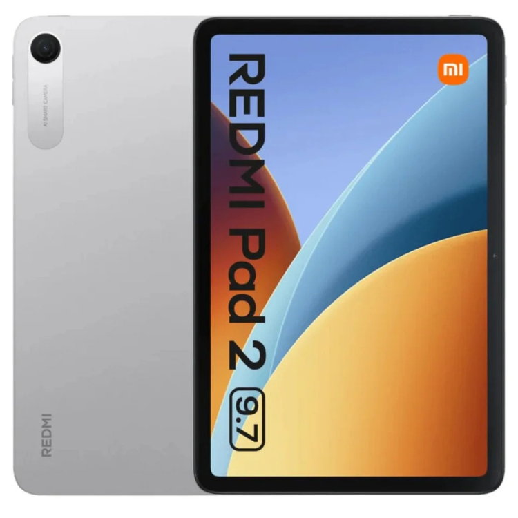 Tablet Xiaomi Redmi Pad 2 prata 9.7 polegadas com ecrã colorido.