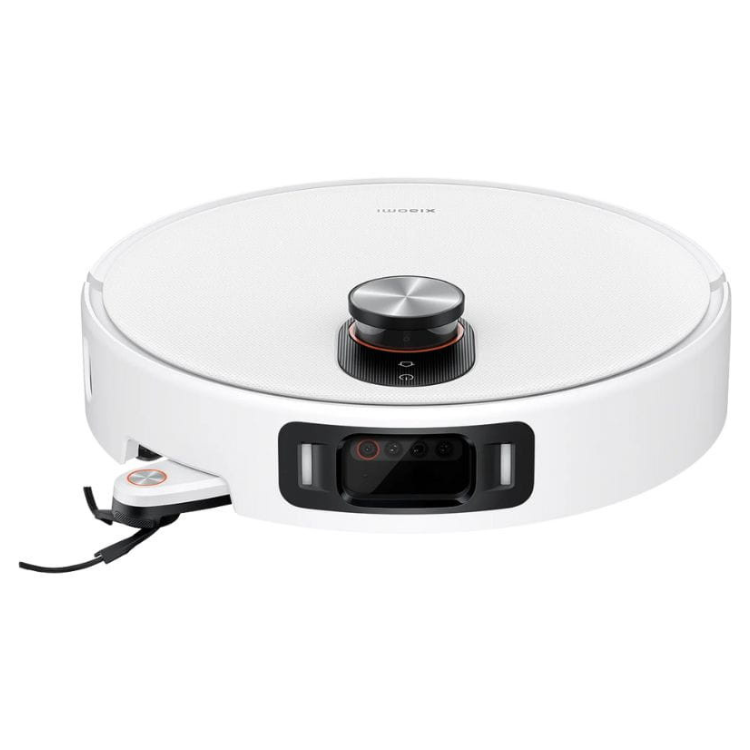 Xiaomi Vacuum 5 Pro robot vacuum cleaner, white, with black accents and charging dock.