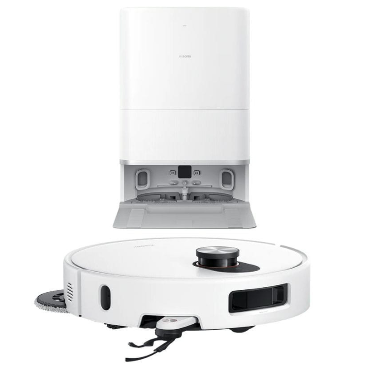 Xiaomi Vacuum 5 robot vacuum cleaner, white, with charging dock.