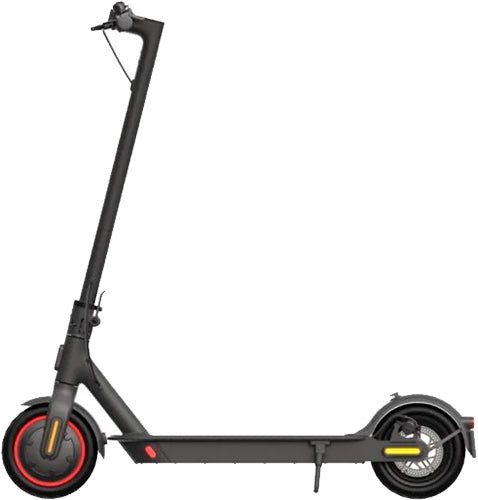 Trotinete elétrica Xiaomi Mi Electric Scooter Pro 2, cor preta, com rodas pretas e detalhes em vermelho e amarelo.