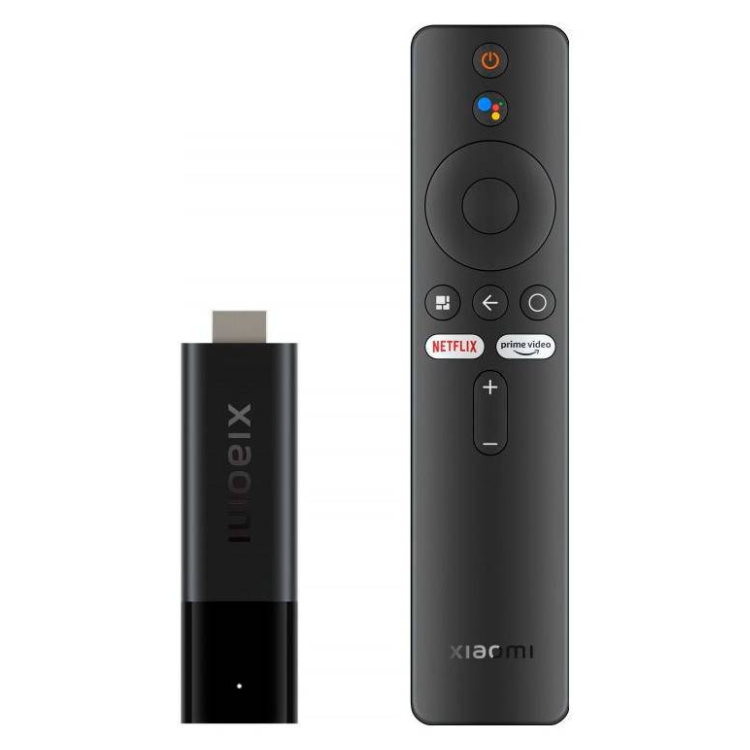 Xiaomi Mi TV Stick 4K, black streaming device and remote control.