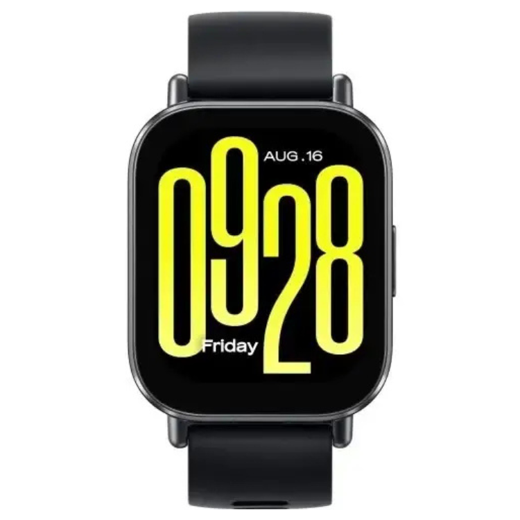 Smartwatch Xiaomi Redmi Watch 5 Active preto com pulseira preta e mostrador digital.