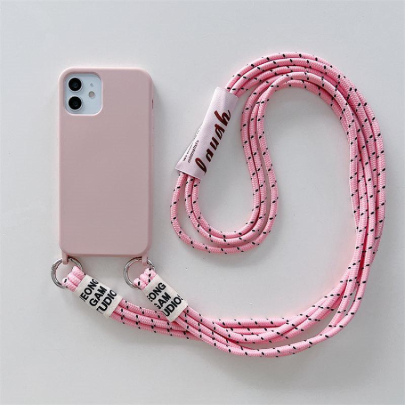 Capa Rixus iPhone 15 Tpu Rosa com Cordão