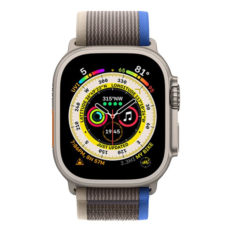 Smartwatch Apple Watch Ultra GPS+Cellular 49mm Titânio C/Bracelete Loop Trail S/M Azul/Cinzenta