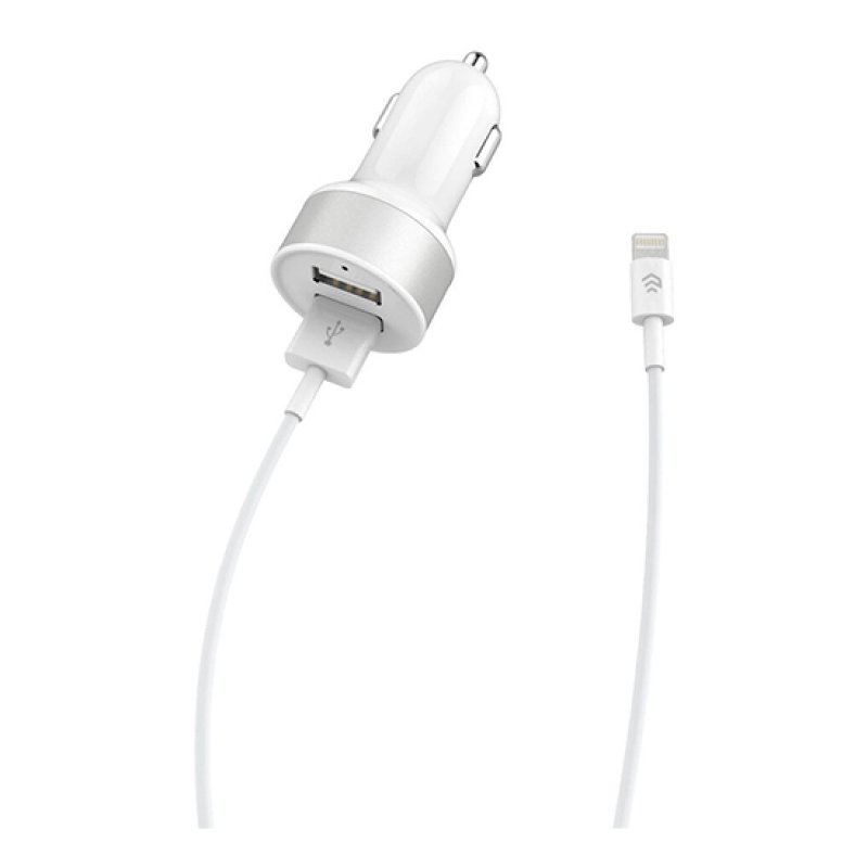 Carregador Isqueiro DEVIA 2X USB + Cabo Dados Lightning