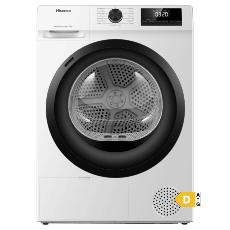 Máquina de Secar Roupa Hisense DHQE800BW2 8Kg Classe D Branco