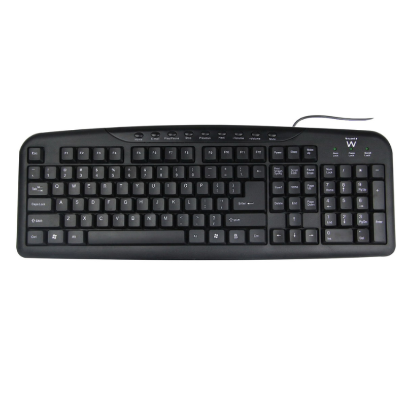 Teclado Ewent Multimédia USB PT Preto