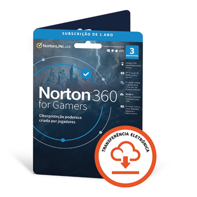 Antivírus Norton 360 Deluxe para Gamers 2021 | 3 Dispositivos | 1 Ano | PC/Mac/Tablet/Smartphone
