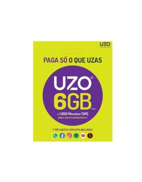 Cartao UZO Pre-Pago 6GB+20GB 1000min + 50 SMS