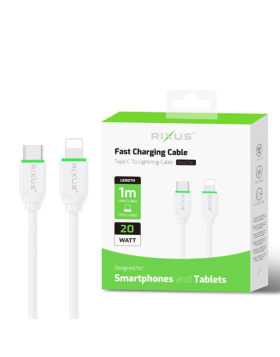 Cabo Rixus Fast Charging USB-C para Lightning 1m Branco