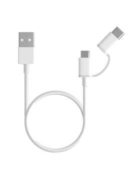 Cabo Xiaomi 2 em 1 USB p/ Micro USB + USB-C 1M Branco