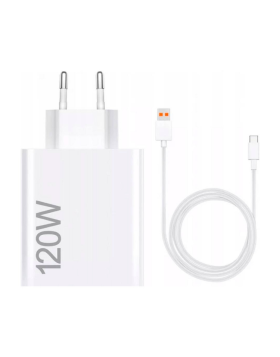 Carregador Xiaomi HyperCharge 120W (Type-A) + Cabo USB-A Branco
