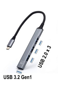 Hub Ewent USB Type-C para 4 x Portas USB