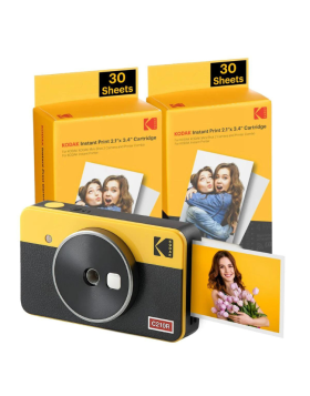 Máquina Fotográfica Instantânea Kodak Mini Shot 2 Retro - Amarela + 60 folhas 