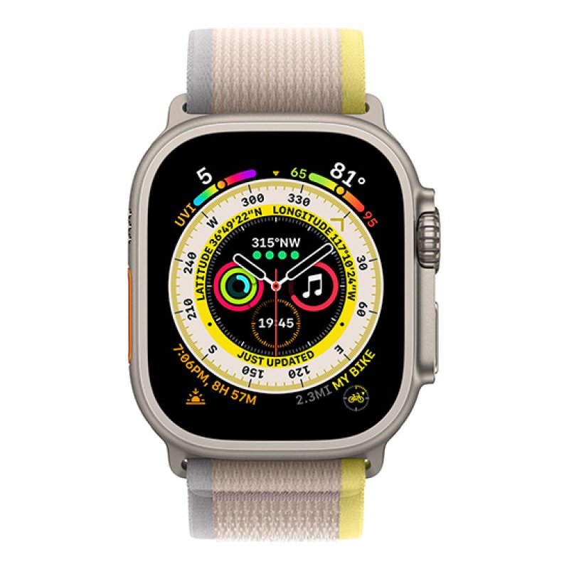 Smartwatch Apple Watch Ultra GPS+Cellular 49mm Titânio C/Bracelete Loop Trail S/M Amarela/Bege