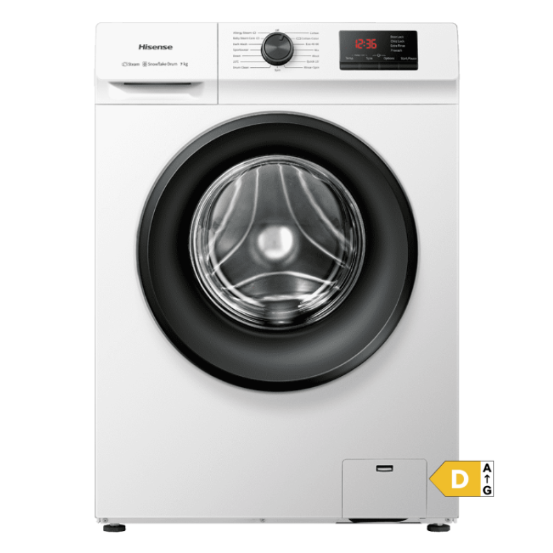Máquina de Lavar Roupa Hisense WFVB7012EM 7Kg 1200RPM Classe D Branco