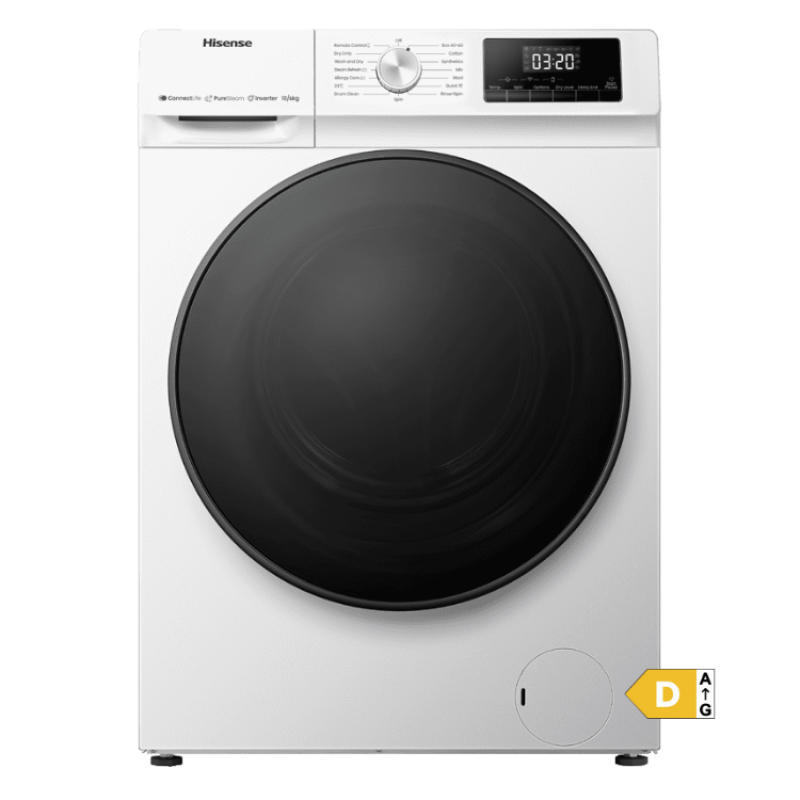 Máquina de Lavar e Secar Roupa Hisense WDQA1014EVJMW 10Kg/6Kg 1400RPM Classe D Branco