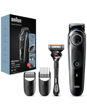 Aparador de Barba e Cabelo Braun BT3240 + Gillette Fusion5 ProGlide Beard Trimmer Preto e Azul