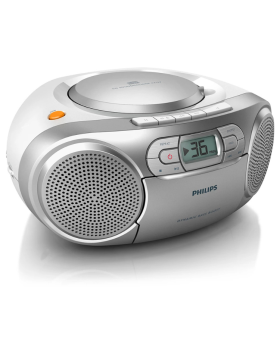 Rádio Portátil Philips AZ127 FM/Leitor de CD/CD-R/CD-RW Prateado