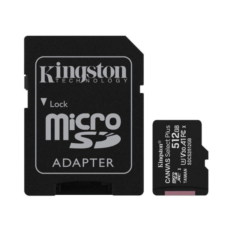 Cartão Memória Kingston Canvas Select Plus microSD 512GB CL10+ A1 