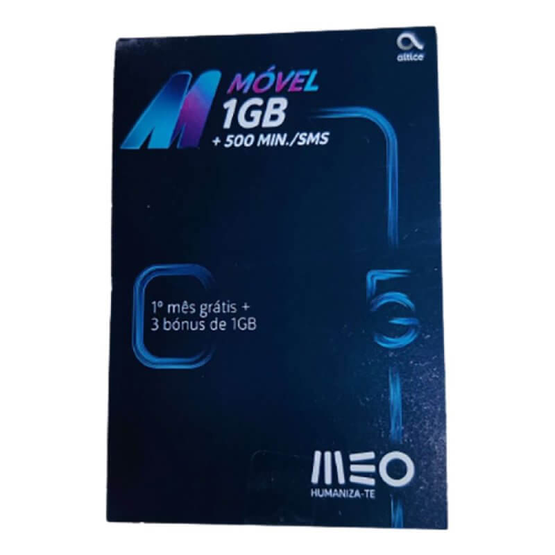 Cartão MEO 5G 1GB + 500 Minutos