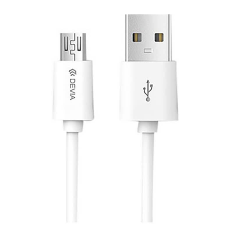 Cabo DEVIA USB p/ Micro USB 5V 2.1A 1M Branco