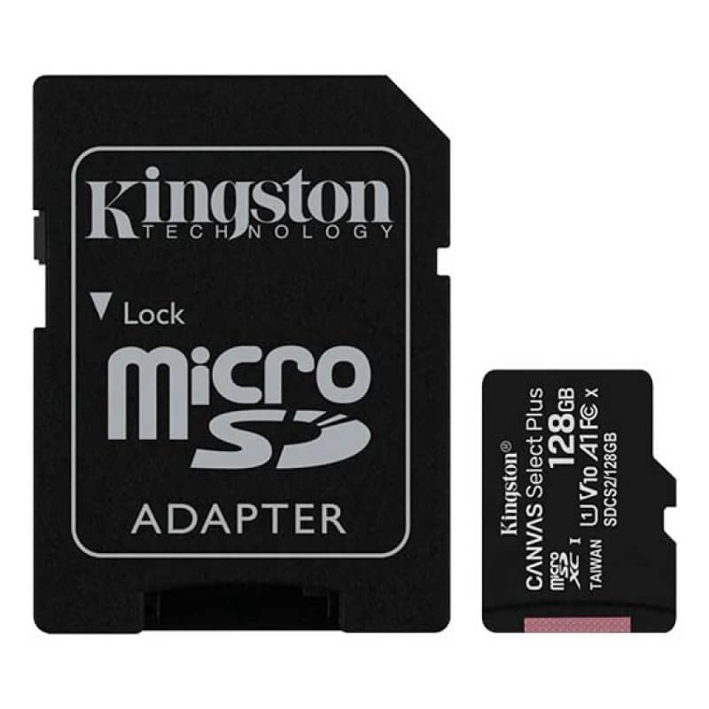 Cartão Memória Kingston Canvas Select Plus microSDHC 128GB C10 A1 UHS-I c/ Adaptador SD